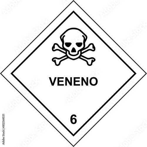 vm6.1, veneno, 6, pictograma, vector, imagen, indicar, anuncio, aviso, señalética, icono, símbolo, ilustración, seguridad, toxico, peligro, explosivo, signo, convencional, normatividad, concepto
