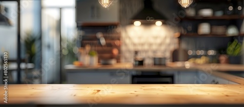 Kitchen interior with a blurred view and bokeh effect. © Vusal