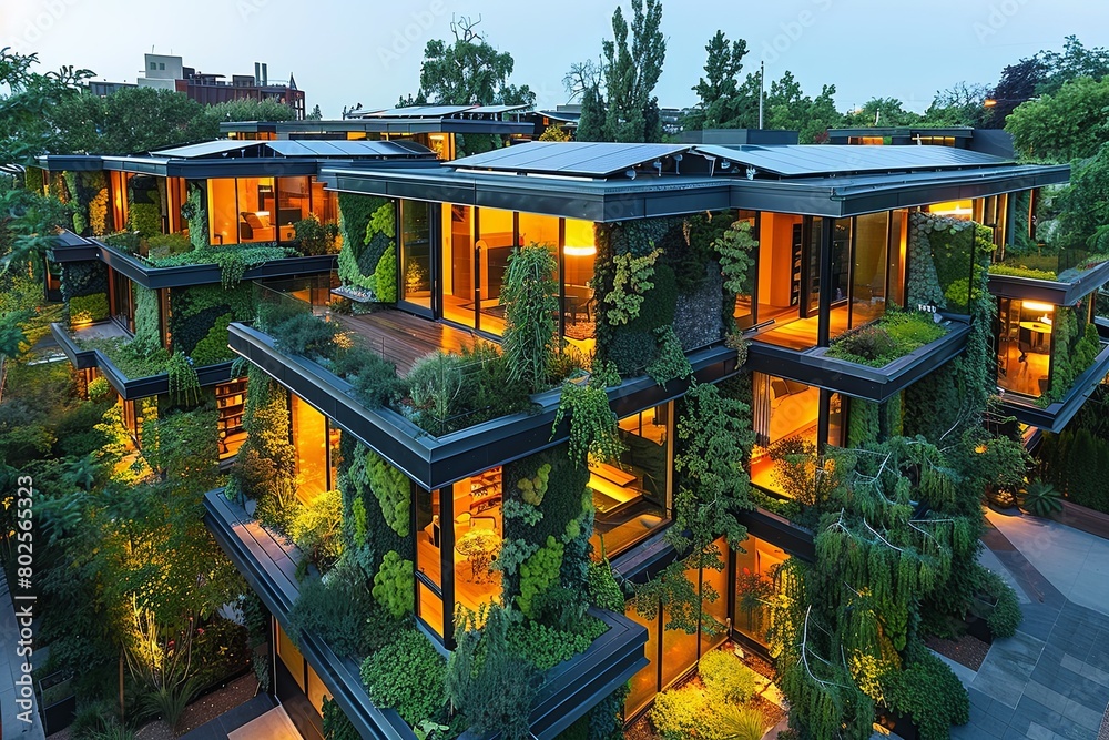 Sustainable Utopia: Eco-City Bliss with Self-Sufficient Buildings and Living Technology