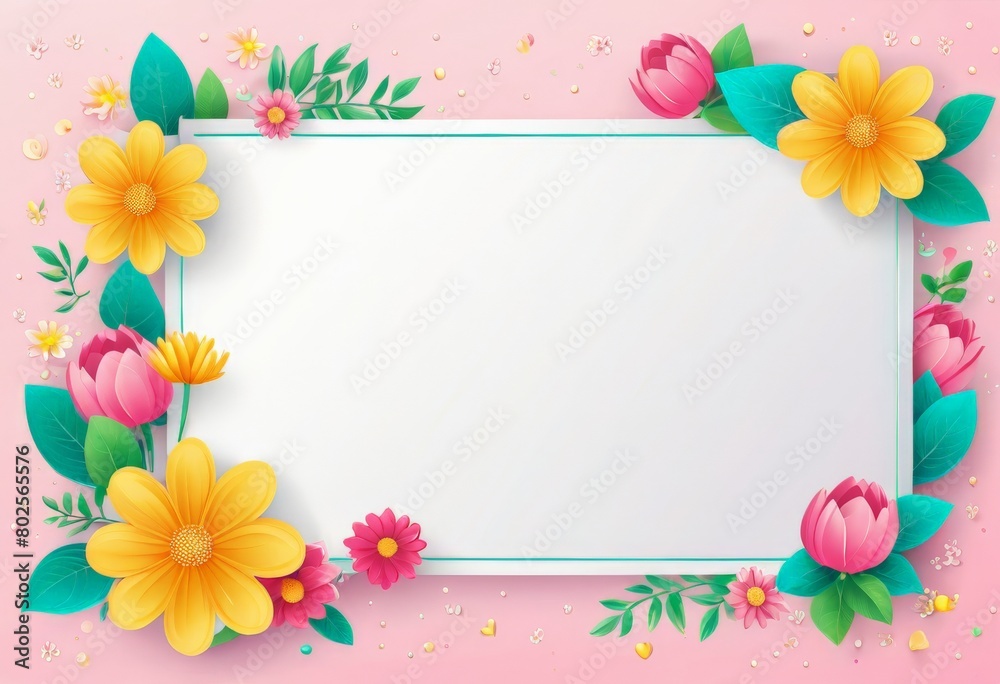 Festive Illustrated template with flowers, space for text and a light background Festive Illustrated template with flowers, space for text and a light background