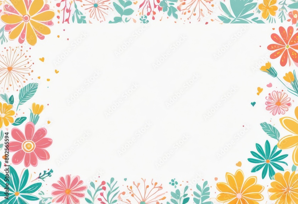 Festive Illustrated template with flowers, space for text and a light background Festive Illustrated template with flowers, space for text and a light background