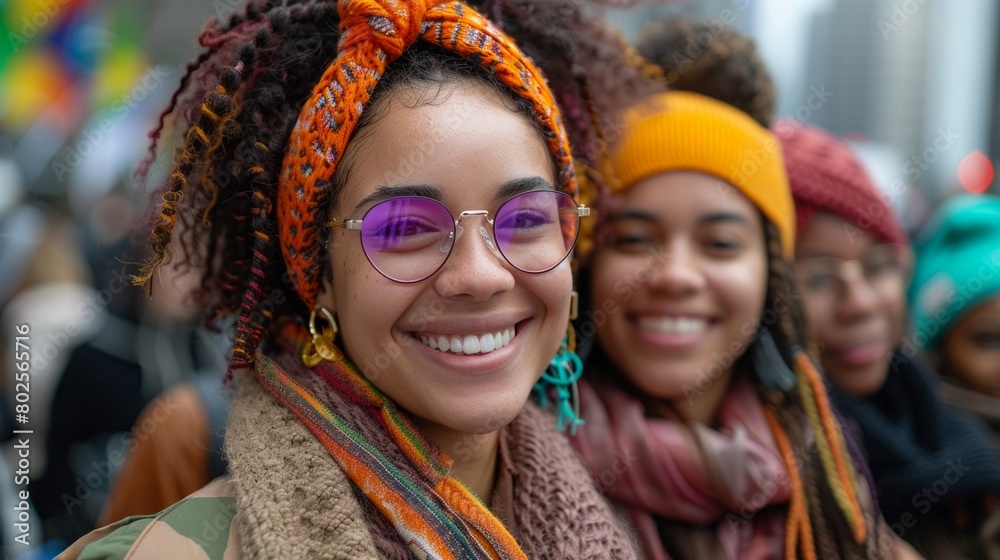 Group of Joyful Young Women Celebrating Diversity at an Outdoor Event