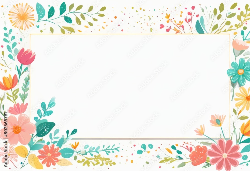 Festive Illustrated template with flowers, space for text and a light background	