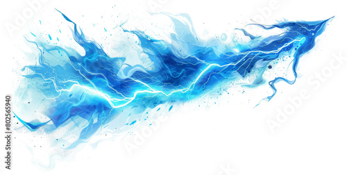 Blue electric energy splash isolated on transparent background