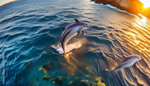 Dolphin  sea  beautiful sea  swimming dolphin  ocean  Generative AI