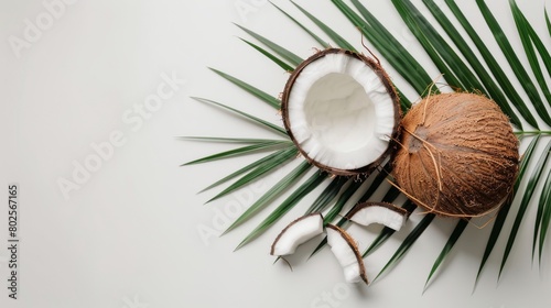  coconut leaves against a white background 