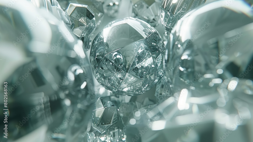 A close up of a bunch of shiny, clear, diamond-like objects