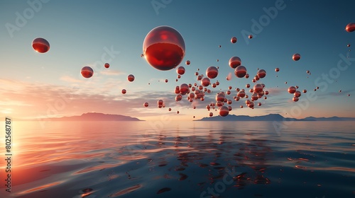 red hot balloon on the beach photo