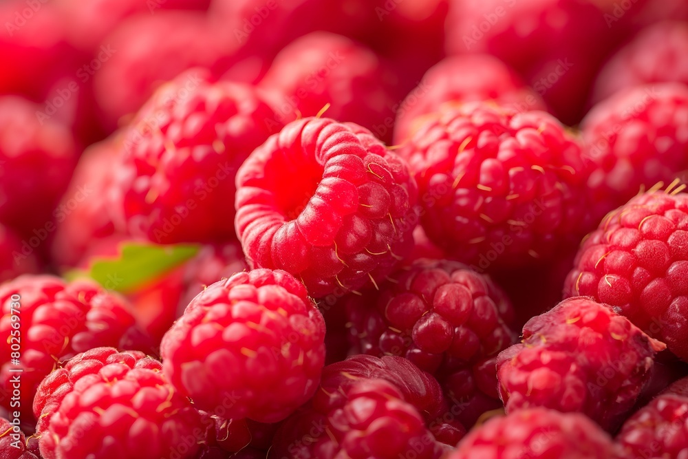 Fresh and sweet raspberries background
