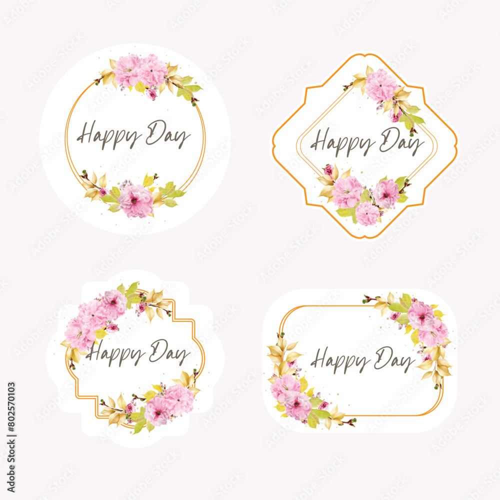 Obraz premium floral labels with pink colour design