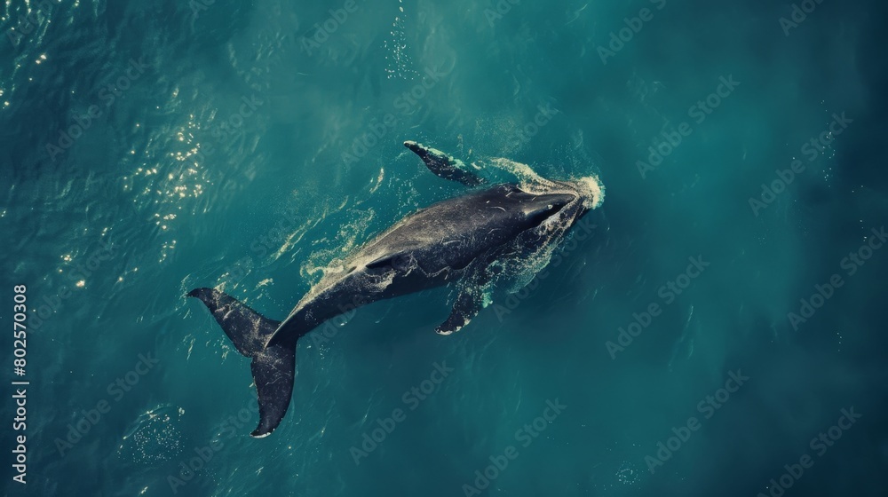 Awe-Inspiring Aerial Shot of a Gray Whale in the Ocean, Capturing the Majesty of Marine Life Awe-Inspiring Aerial Shot of a Gray Whale in the Ocean, Capturing the Majesty of Marine Life