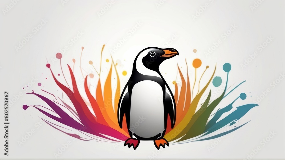 Fototapeta premium funny colorful African Penguin minimalist logo