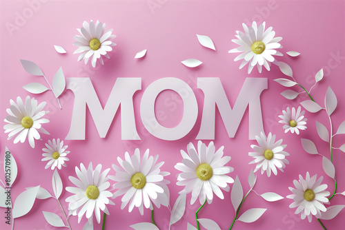 I love mom with Pink and Yellow Flowers in a Beautiful Garden Design