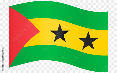Sao Tome and Principe flag wave isolated on png or transparent background vector illustration.