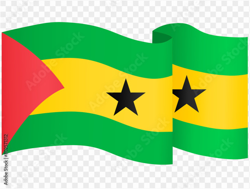 Sao Tome and Principe flag wave isolated on png or transparent background vector illustration.