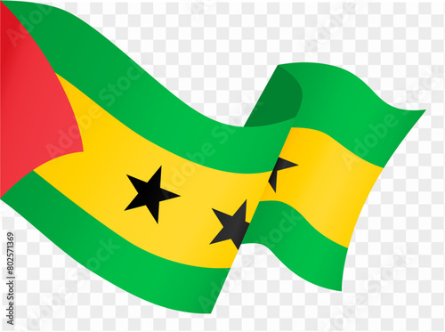 Sao Tome and Principe flag wave isolated on png or transparent background vector illustration.