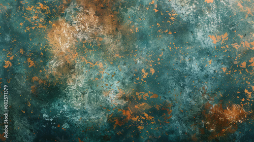 Grunge rusty green blue metal corten steel stone background  wallpaper texture banner panorama. © Tepsarit