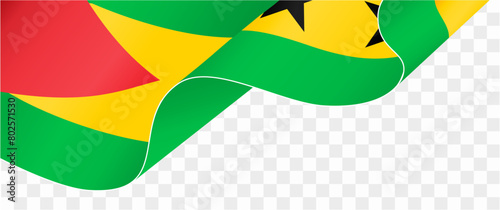 Sao Tome and Principe flag wave isolated on png or transparent background vector illustration.