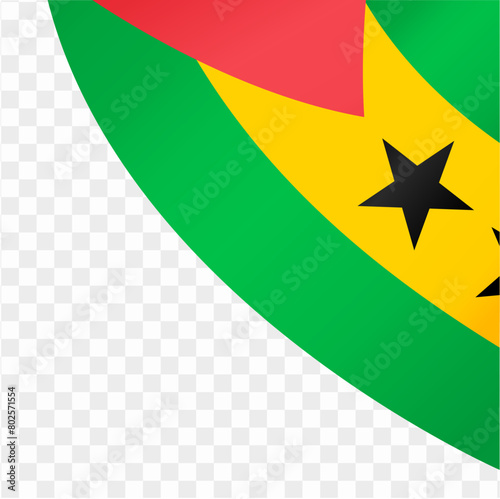 Sao Tome and Principe flag wave isolated on png or transparent background vector illustration.