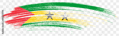 Sao Tome and Principe flag brush paint textured isolated  on png or transparent background. vector illustration