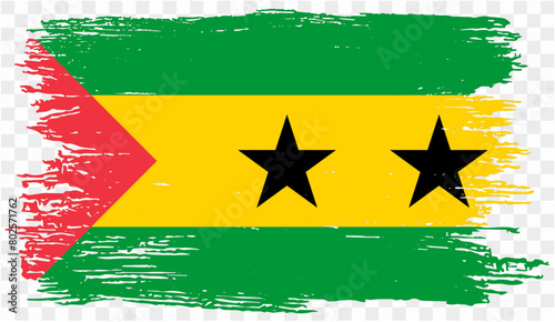 Sao Tome and Principe flag brush paint textured isolated  on png or transparent background. vector illustration