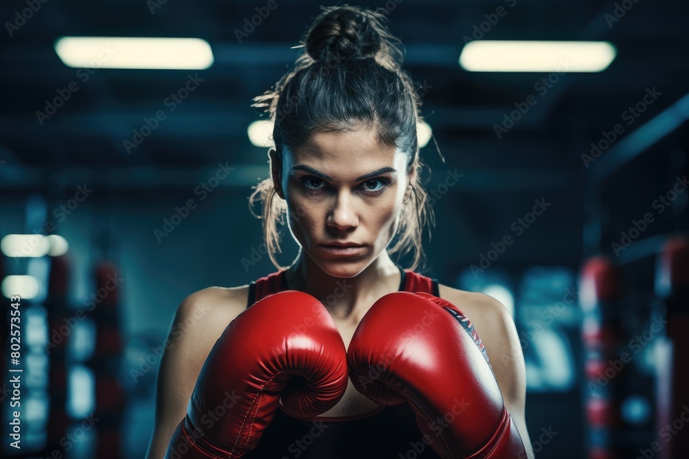 woman with red boxing gloves