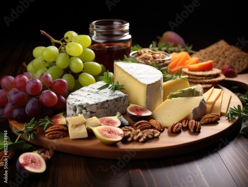 Gourmet cheese and fruit platter