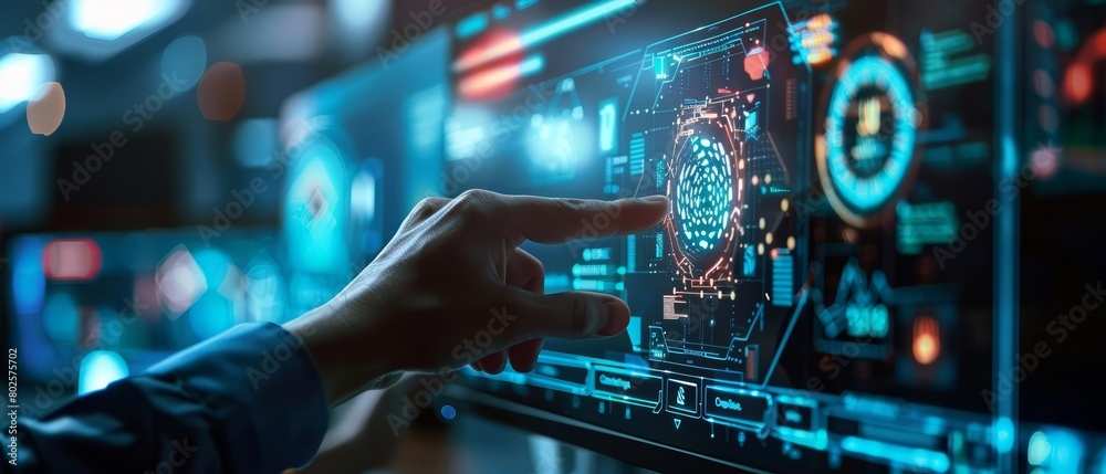 Closeup cyber concept of a marine biologist using technology to study the weird and wonderful life forms of deep oceans Closeup cyber concept of a marine biologist using technology to study the weird and wonderful life forms of deep oceans
