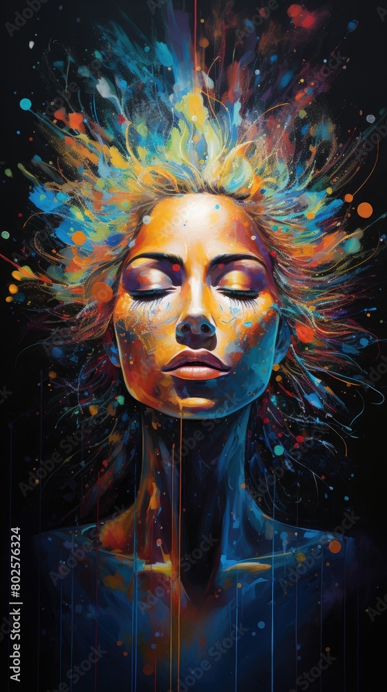 Vibrant abstract portrait of a woman