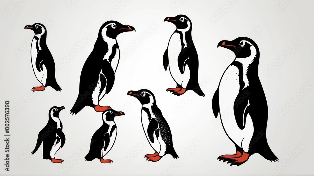 Obraz premium African Penguin minimalist logo with a white background