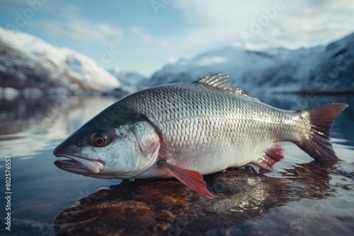 Freshwater fish swimming in lake