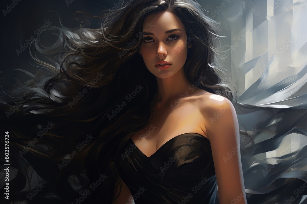 Captivating woman with flowing dark hair Captivating woman with flowing dark hair