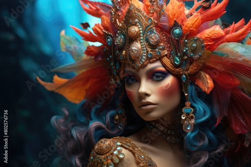 Vibrant fantasy portrait of a mystical woman