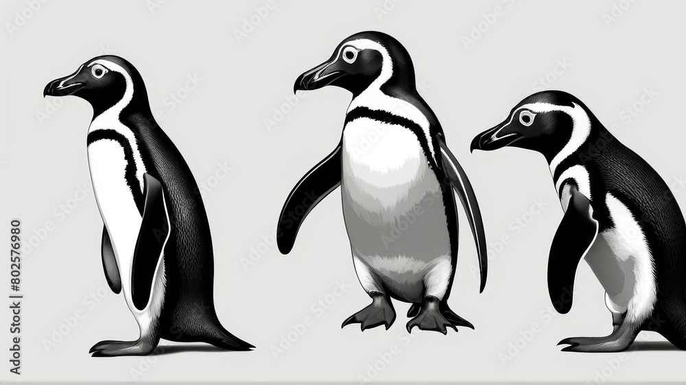 Obraz premium African Penguin minimalist logo with a white background