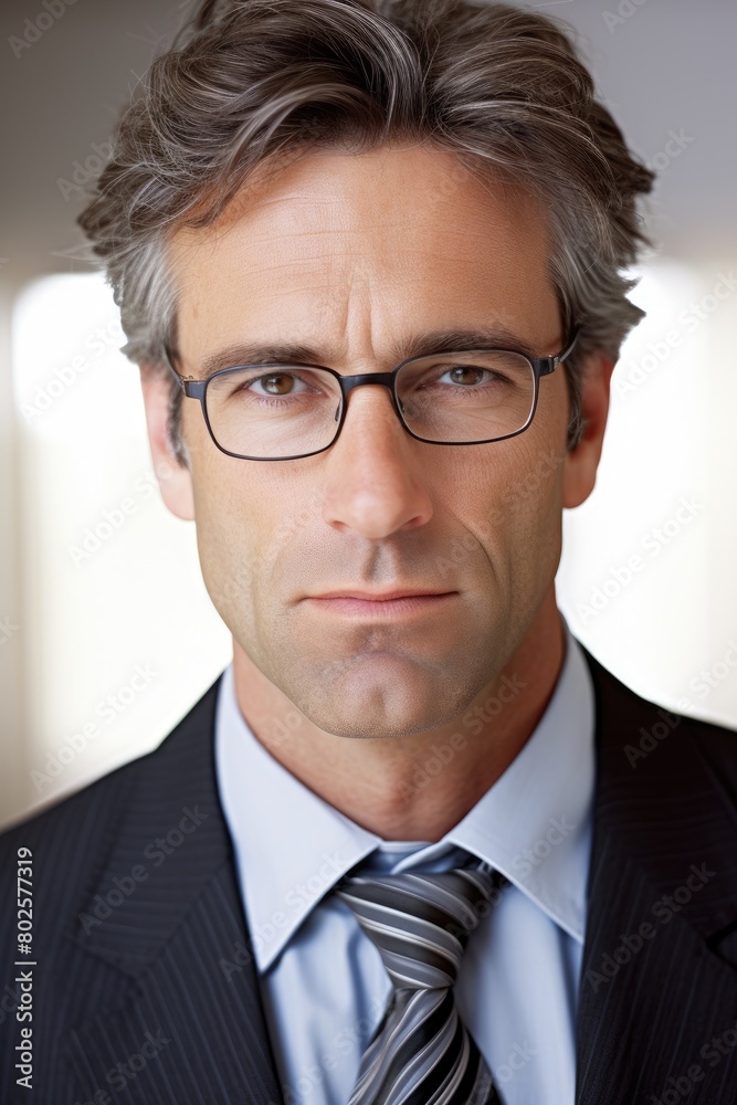 Serious businessman with glasses looking at camera Serious businessman with glasses looking at camera