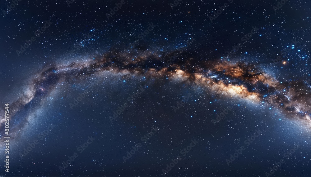 Fototapeta premium The Milky Way galaxy stretches across the night sky, its myriad stars illuminating the dark expanse, Sharpen realistic cinematic color high detail landscape background