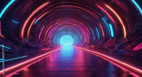 ネオンカラーのトンネル,Generative AI AI画像 © beeboys