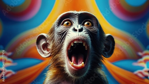 驚くチンパンジー,Generative AI AI画像 © beeboys