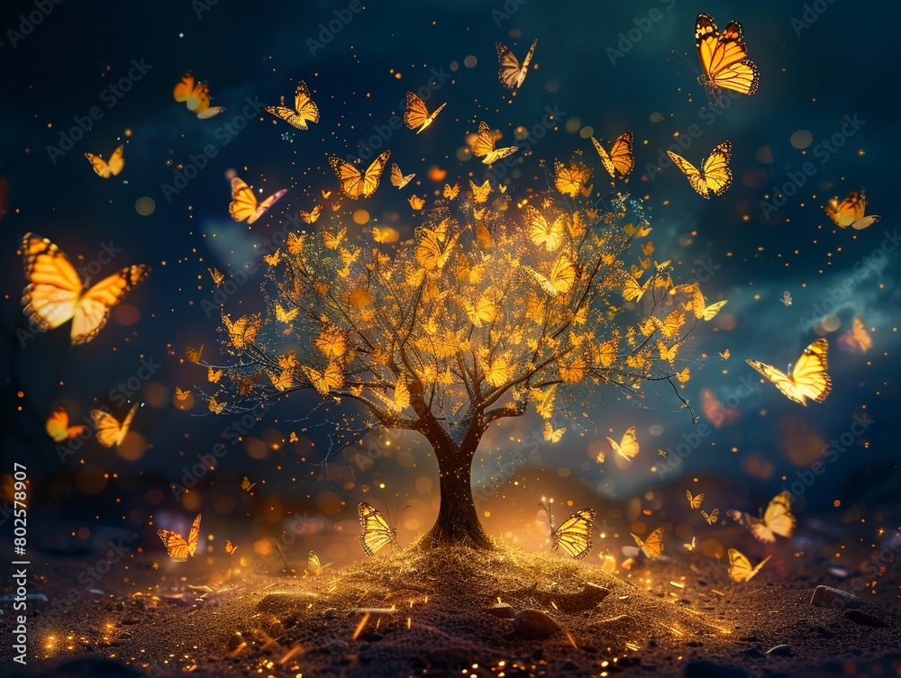 A fantastical image where butterflies come together to form the intricate branches of a tree 8K , high-resolution, ultra HD,up32K HD A fantastical image where butterflies come together to form the intricate branches of a tree 8K , high-resolution, ultra HD,up32K HD