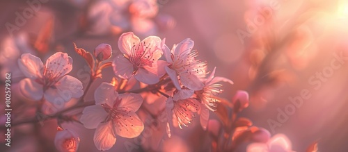 Cherry blossoms in close-up view.
