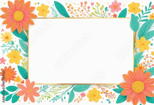 Festive Illustrated template with flowers  space for text and a light background