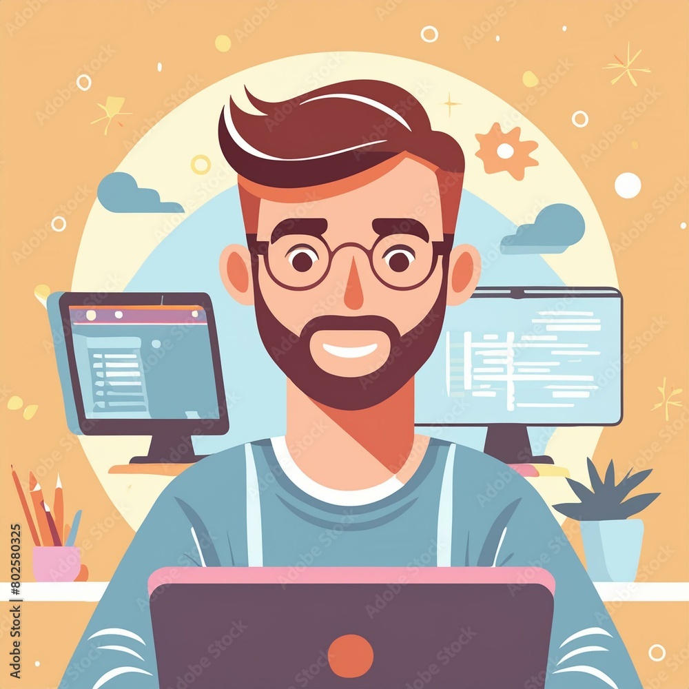 person with laptop illustration person with laptop illustration