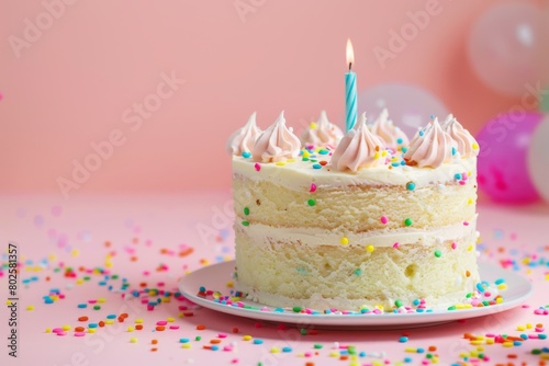 Festive cake with a single candle