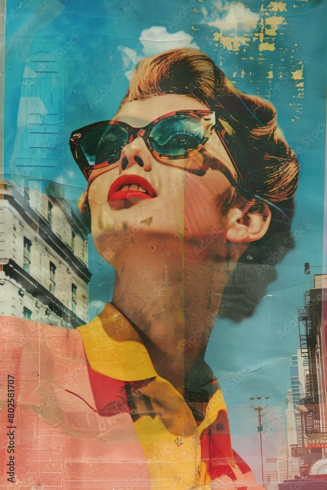 Nostalgic 1950s collage a vibrant and eclectic mix of imagery