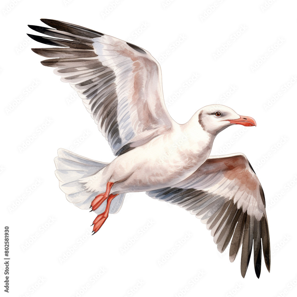 Naklejka premium Seagull Isolated Detailed Watercolor Hand Drawn Painting Illustration