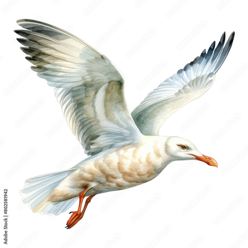 Fototapeta premium Seagull Isolated Detailed Watercolor Hand Drawn Painting Illustration