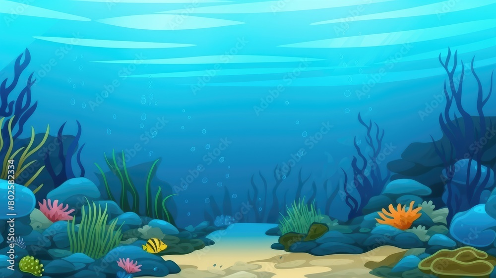 Naklejka premium Enchanted night landscape, cartoon illustration with a moonlit archway and magical sparkles under a starry sky