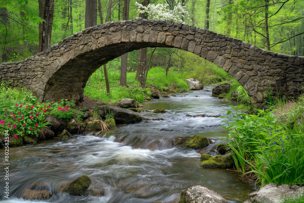 Cobblestone Bridge Over a Forest Stream Cobblestone Bridge Over a Forest Stream