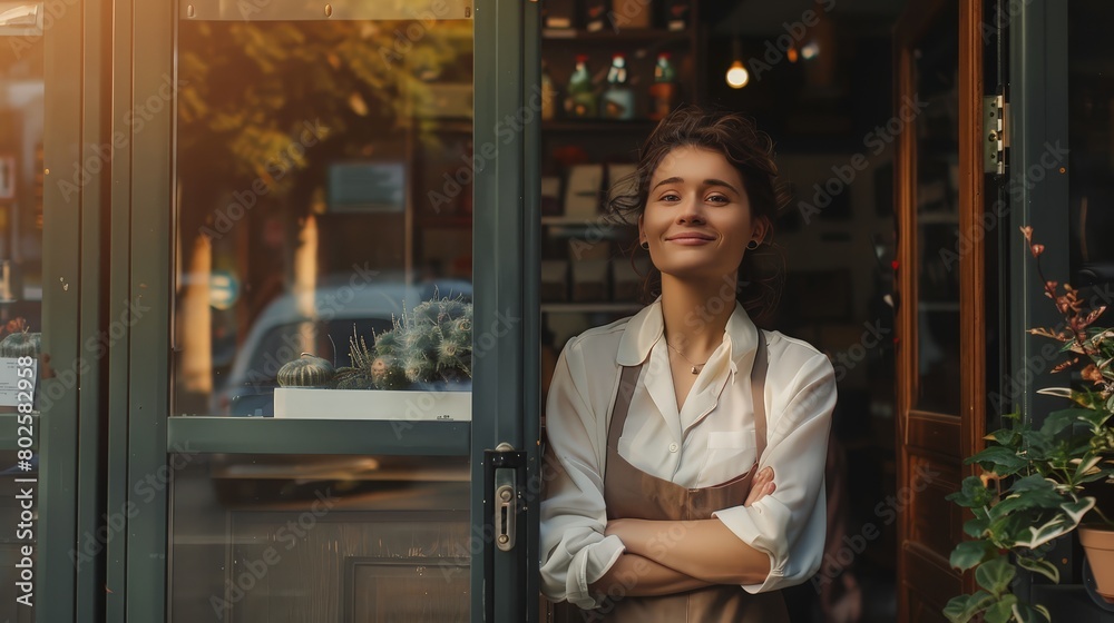 Woman Standing Outside of Restaurant With Arms Crossed