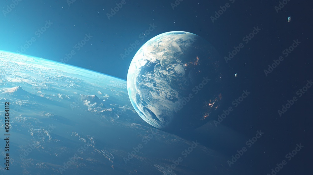 Obraz premium potentially habitable exoplanet with a day-night cycle similar to Earth's.